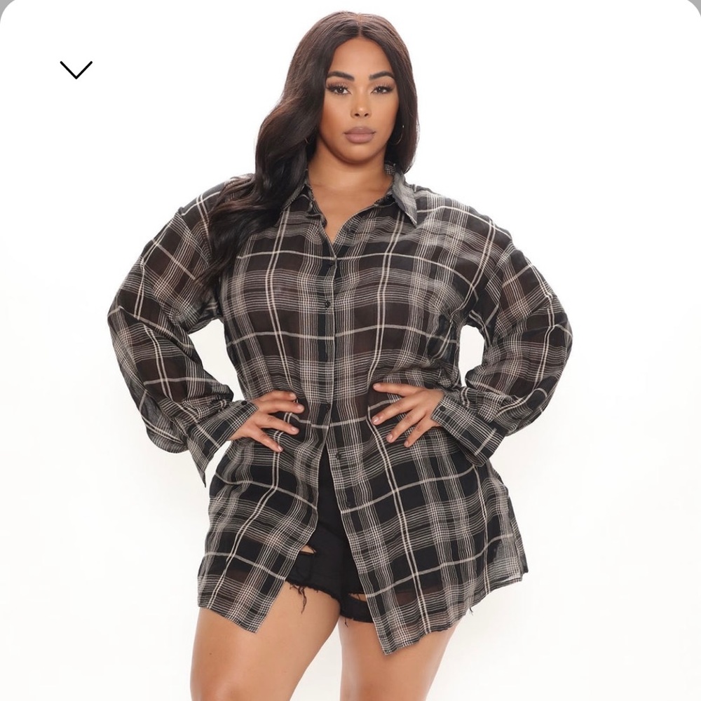 Fashion Nova oversized plaid top size 2x